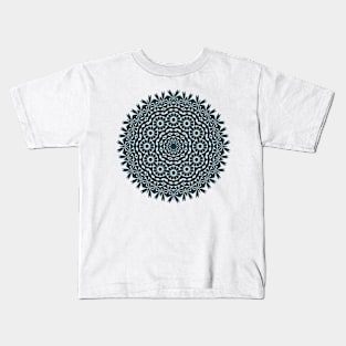 Sacred Leaf Mandala (Dark Blue) Kids T-Shirt